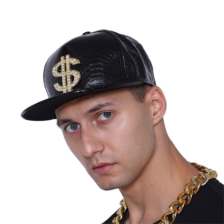 Metallic Gold Hip Hop Rapper Cap with Dollar Sign - Everything Party