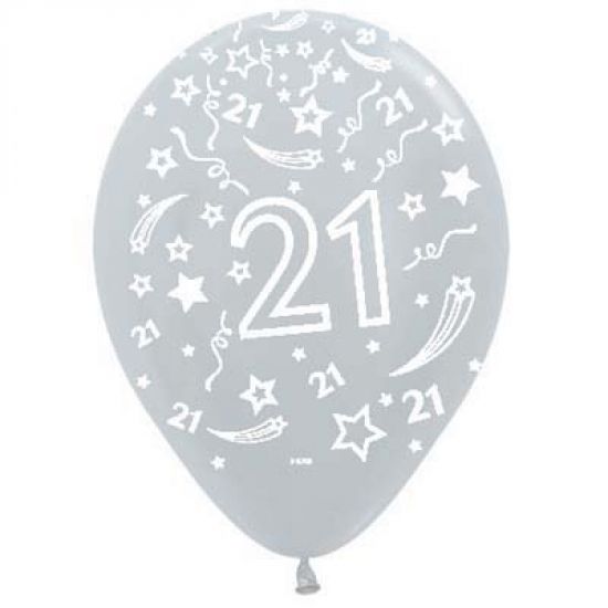 11" Qualatex 21st Birthday Assorted Metallic Gold and Silver Latex Balloon - Everything Party