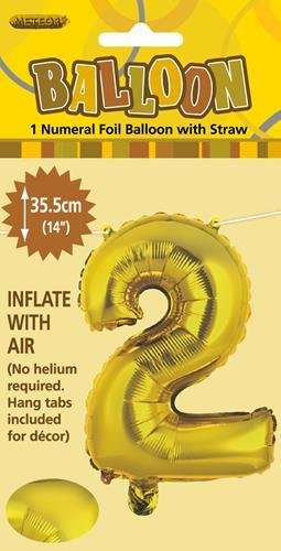 14" Number Foil Balloon - Number 2 (5 colours) - Everything Party