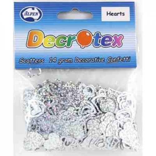 14g Holographic Silver Hearts Table Scatters - Everything Party