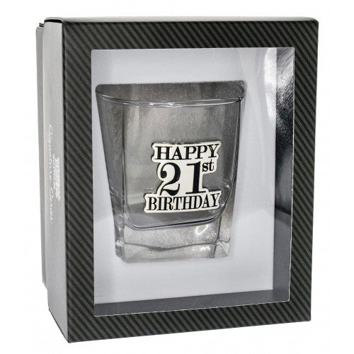 21st Birthday Badge Premium Scotch Glass Everything Party