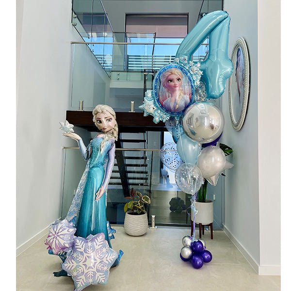 4th Birthday Frozen Theme Helium Balloon with Airwalker Set