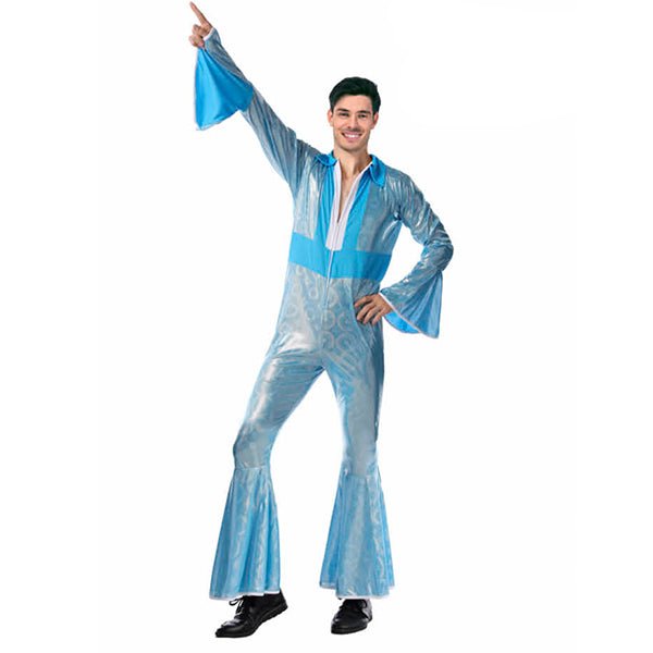 Adult 70s Blue Disco Jumpsuit Costume Everything Party