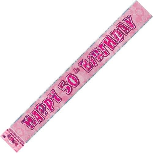 Happy 50th Birthday Banner (Blue, Pink, and Black) - Everything Party