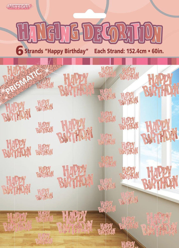 Happy Birthday Glitz Hanging Decorations (Blue, Pink, Black, Gold, Rose Gold) - Everything Party