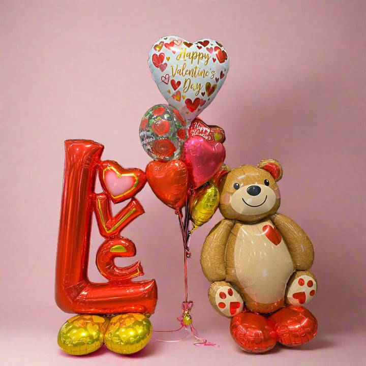 Valentine's Day Love Heart Shape Foil Balloon with Airlooz Balloons Bouquet - Everything Party