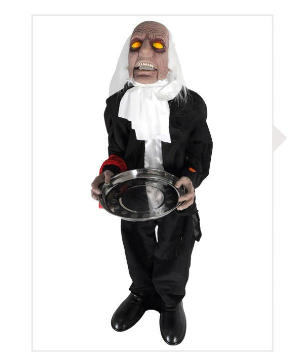 100cm Animated Scary Old Man Butler with Candy Tray Halloween Prop - Everything Party