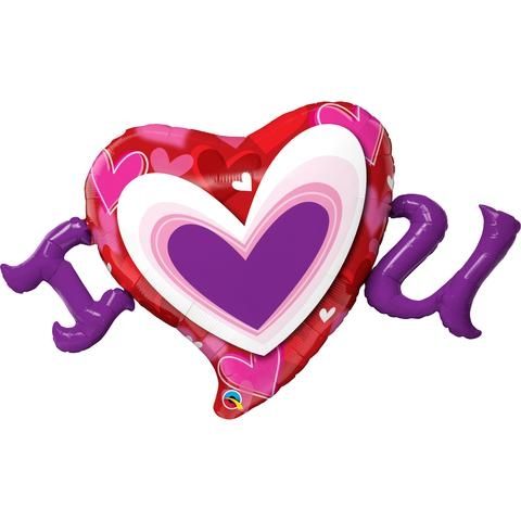 100cm Qualatex “I Love U” Heart - Shaped Foil Balloon - Everything Party