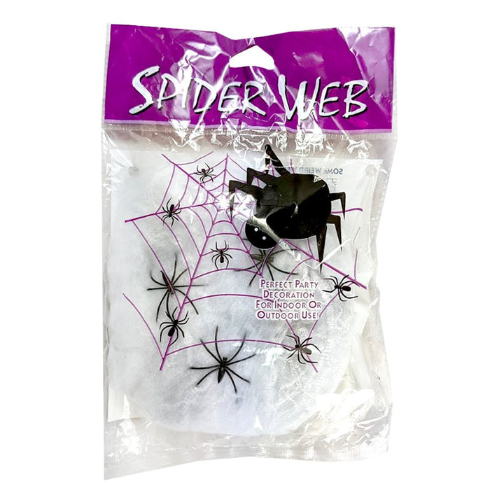 100g Stretchable Spider Web with 5 Spiders - Everything Party