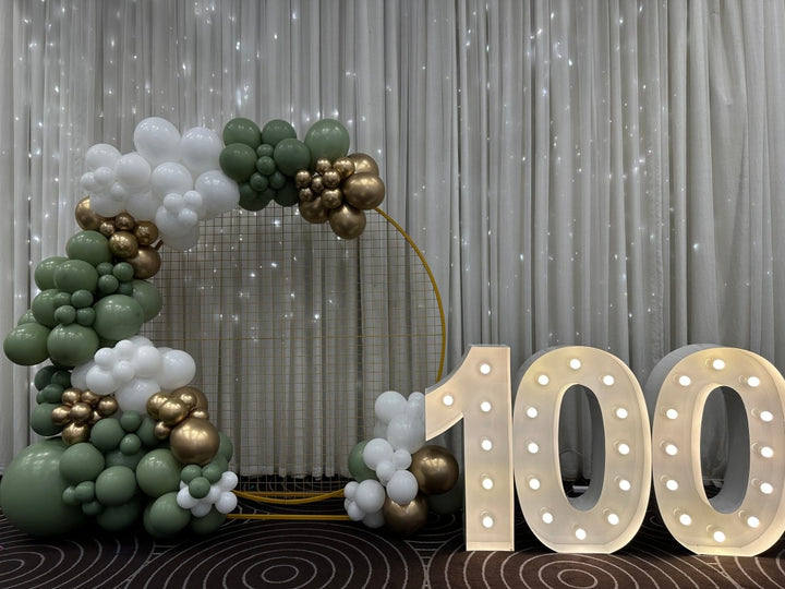 100th Birthday Balloon Garland on 2m Circle Backdrop - Everything Party
