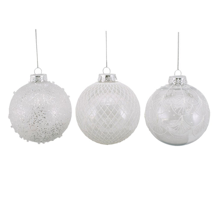10cm Clear Bauble with Handpainted Detail Christmas Tree Decor - Everything Party