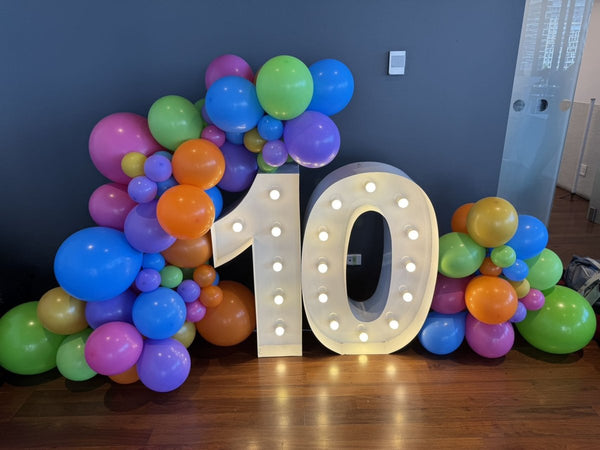 10th Birthday Balloon Garland with 1m LED Number Lights - Everything Party