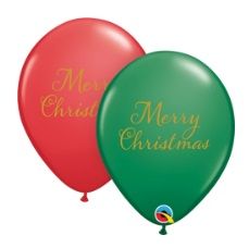 11" Qualatex Simply Merry Christmas Christmas Printed Latex Balloon - Everything Party