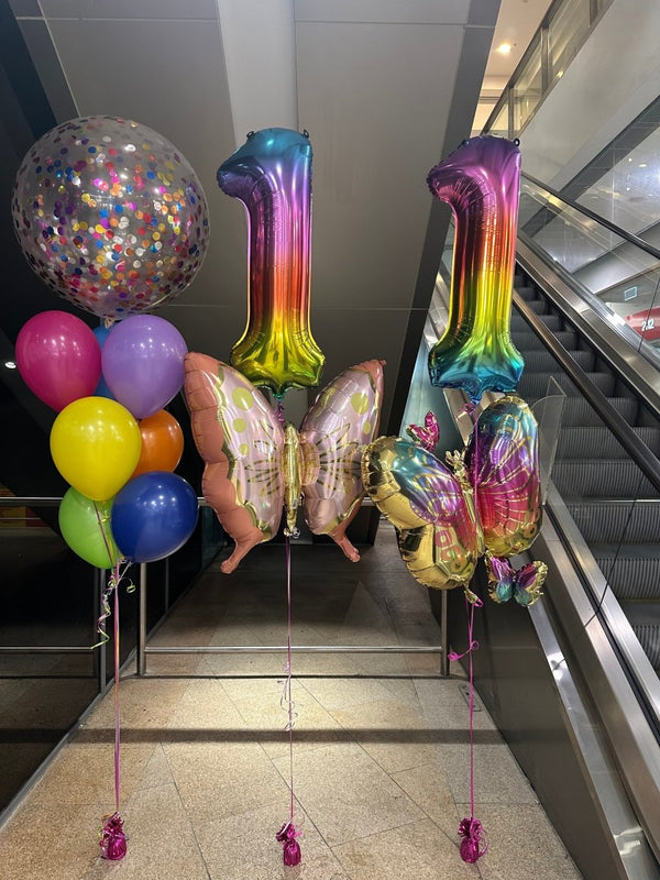 11th Birthday Butterfly Theme Helium Balloon Bouquet - Everything Party