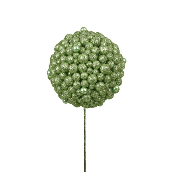 12cm Christmas Glitter Ball Pick – Mint Glitter with 30cm Stem - Everything Party