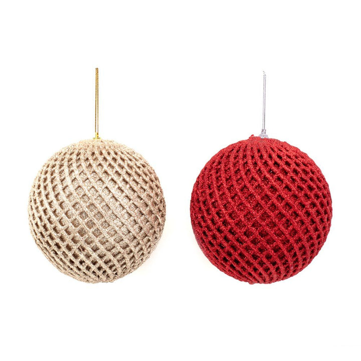 12cm Foam Glitter Bauble – Champagne & Red - Everything Party