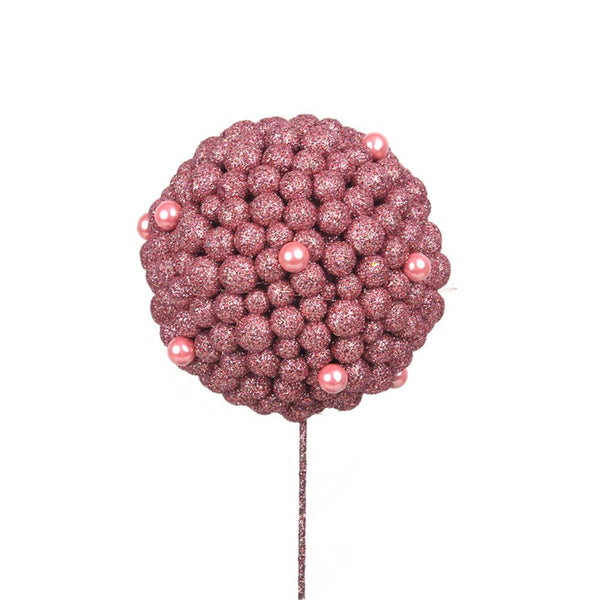 12cm Glitter Ball Pick – Burgundy Glitter with Burgundy Pearl Finish & 30cm Stem - Everything Party