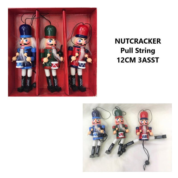 12cm Wooden Nutcracker with Pull String - Everything Party