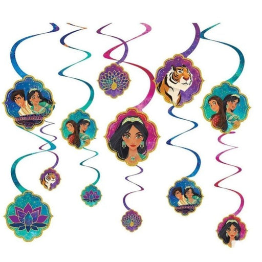 12pk Disney Aladdin Birthday Hanging Swirls - Everything Party