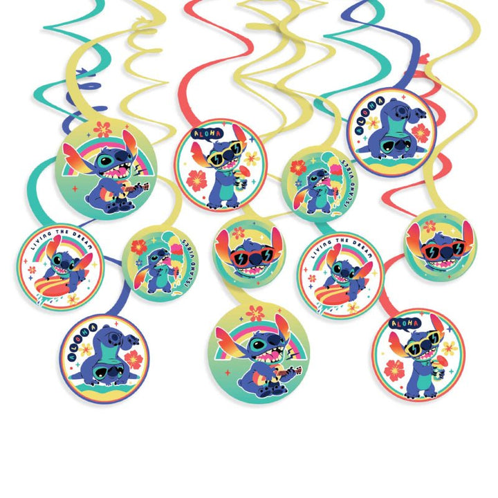 12pk Lilo & Stitch Spiral Hanging Decorations - Everything Party