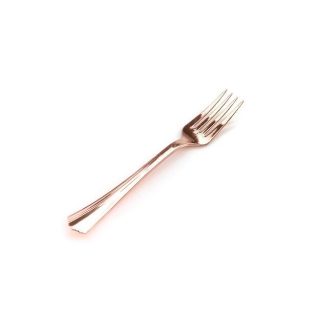 12pk Metallic Rose Gold Heavy Duty Reusable Plastic Fork - Everything Party