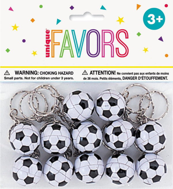 12pk Soccer Ball Keyrings - Everything Party