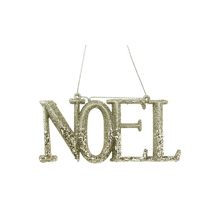 13cm Champagne wih Sage Green Glitter NOEL Sign - Everything Party