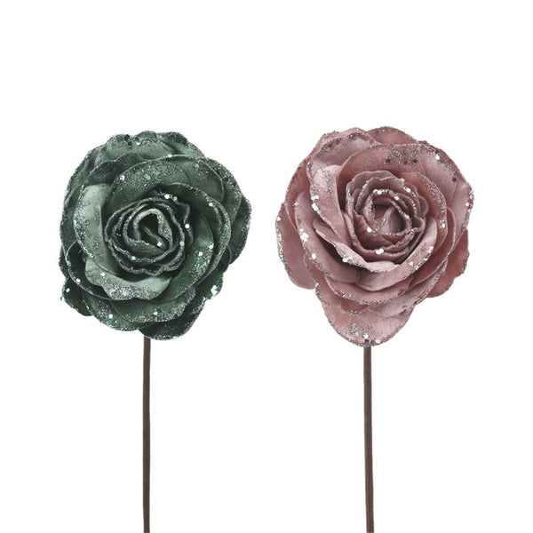 13cm Sage & Dusty Pink Rose with 50cm Stem - Everything Party