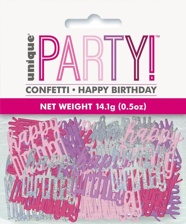 14g Pink & Silver & Purple Happy Birthday Confetti Table Scatters - Everything Party