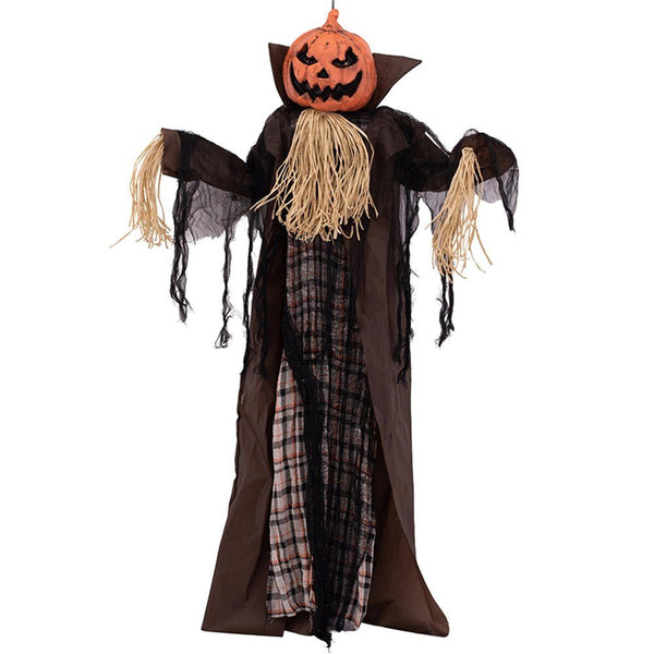 150cm Animated Hanging Pumpkin Man – Light Up & Sound Halloween Prop - Everything Party