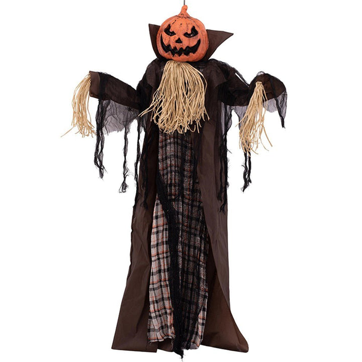 150cm Animated Hanging Pumpkin Man – Light Up & Sound Halloween Prop - Everything Party