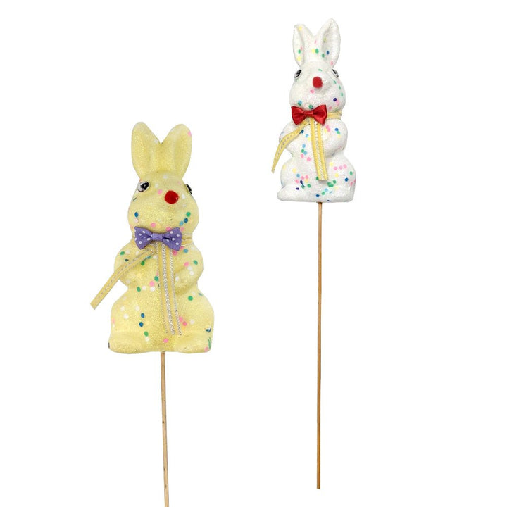 15cm Glitter Easter Bunny on Stick - Everything Party