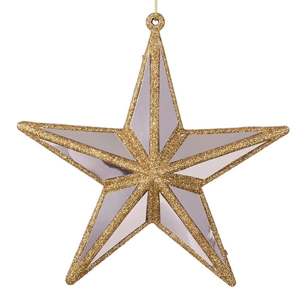 15cm Gold Glitter Star with Mirror Tree Ornament - Everything Party