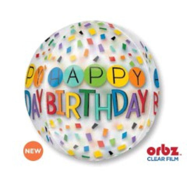 16" Anagram Orbz Rainbow Confetti Birthday Balloon - Everything Party