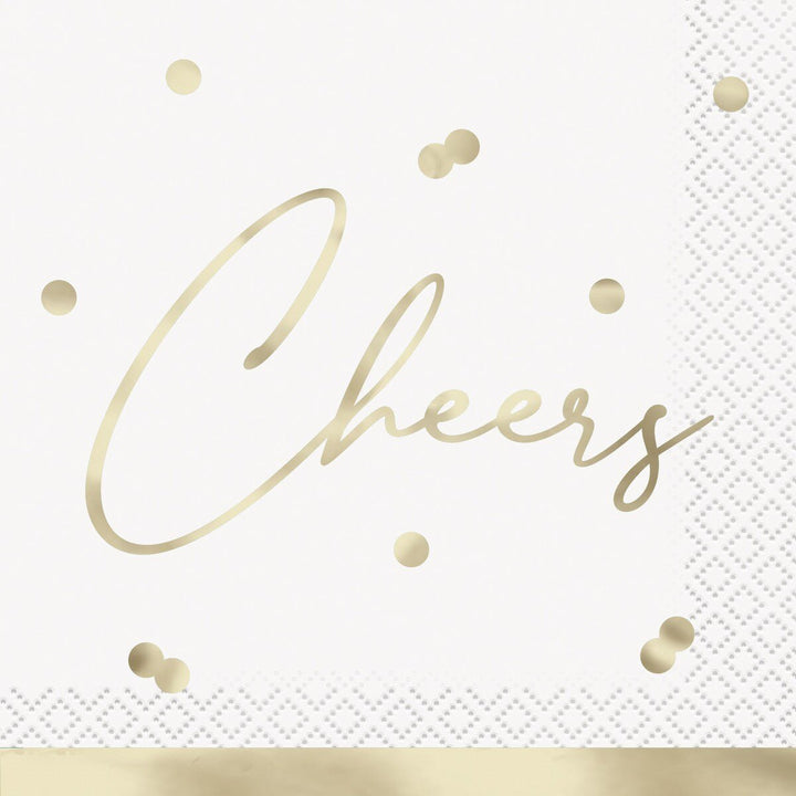 16pk Cheers Gold Foil Beverage Napkins - Everything Party