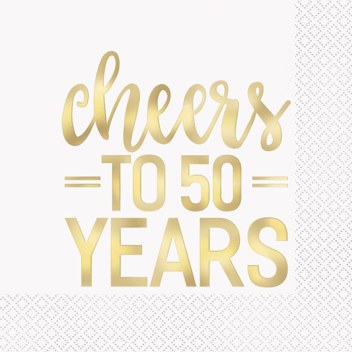 16pk “Cheers to 50 Years” Foil Stamped Luncheon Napkins - Everything Party
