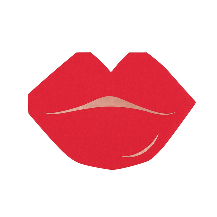 16pk Foil Stamped Lips - Shaped Red Napkins - Everything Party