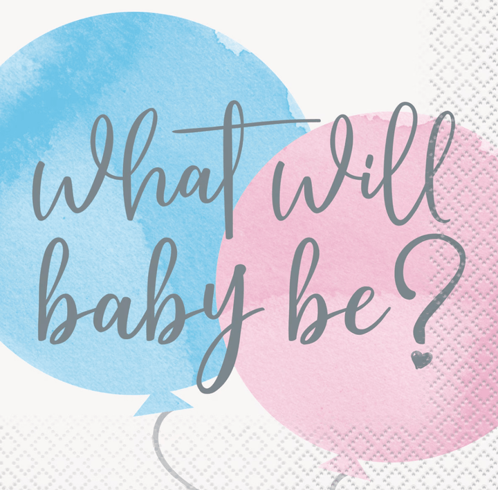 16pk Gender Reveal 'What do You Think' Napkins - Everything Party