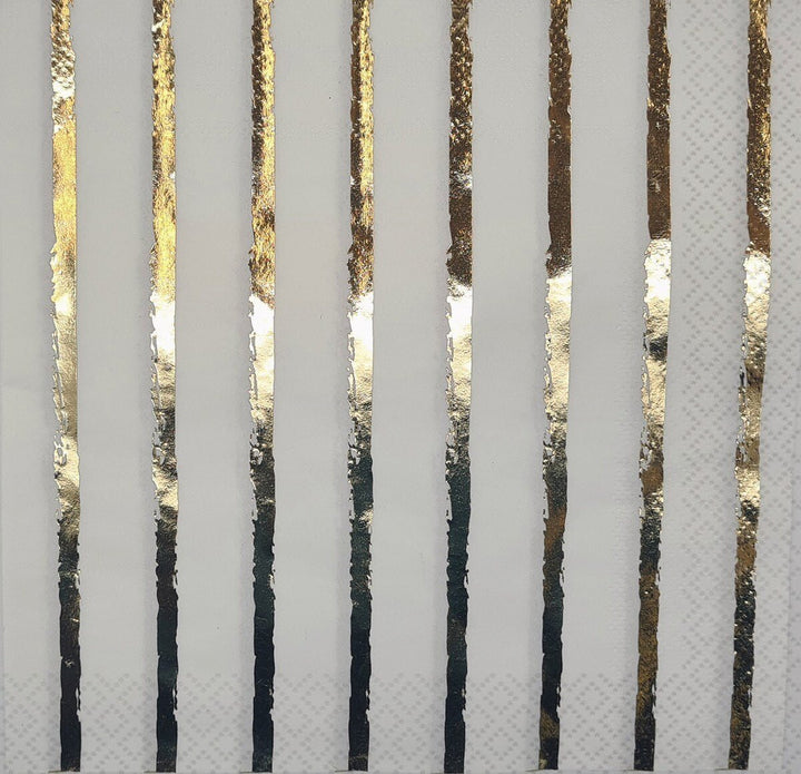 16pk Gold Foil Stripe Luncheon Napkins - Everything Party