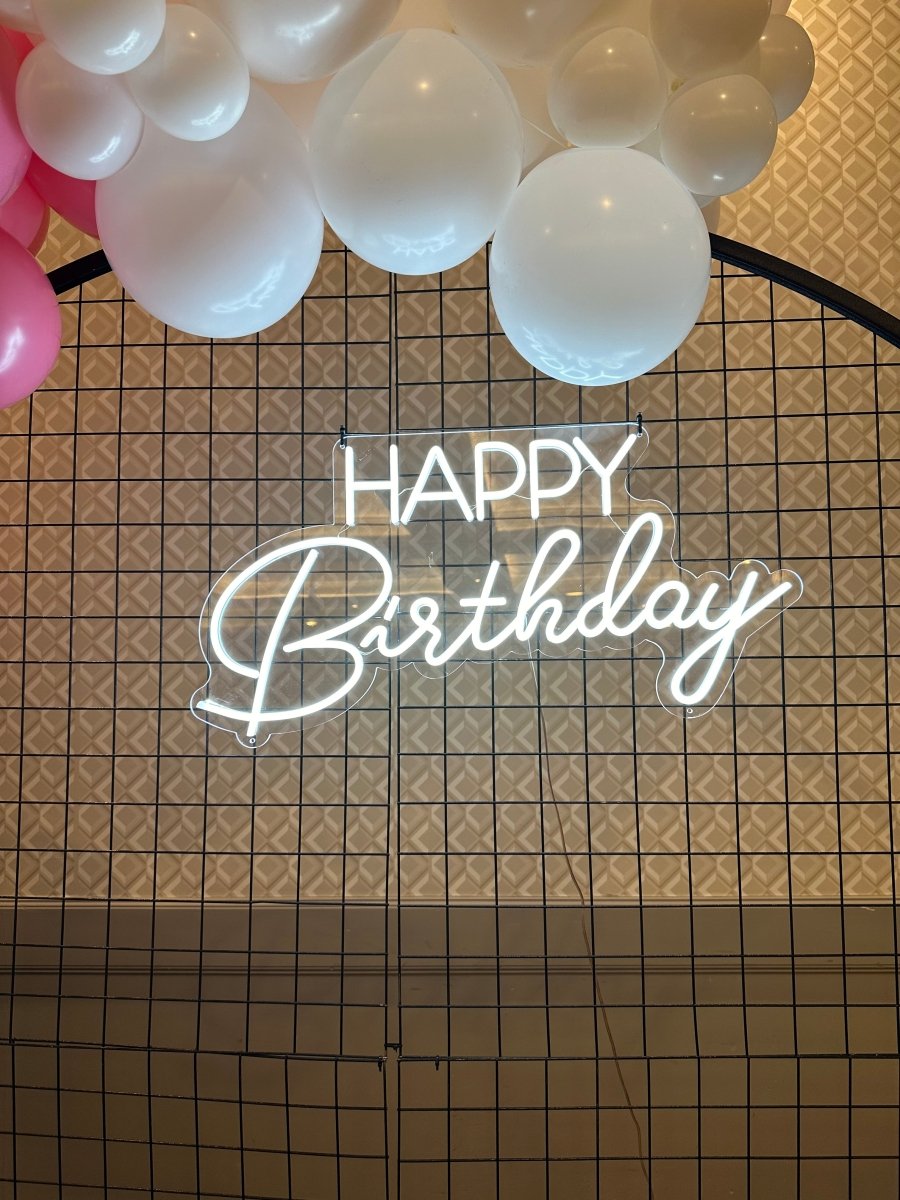 16th Birthday Balloon Garland on 2m Circle Mesh Backdrop With Neon Sig ...