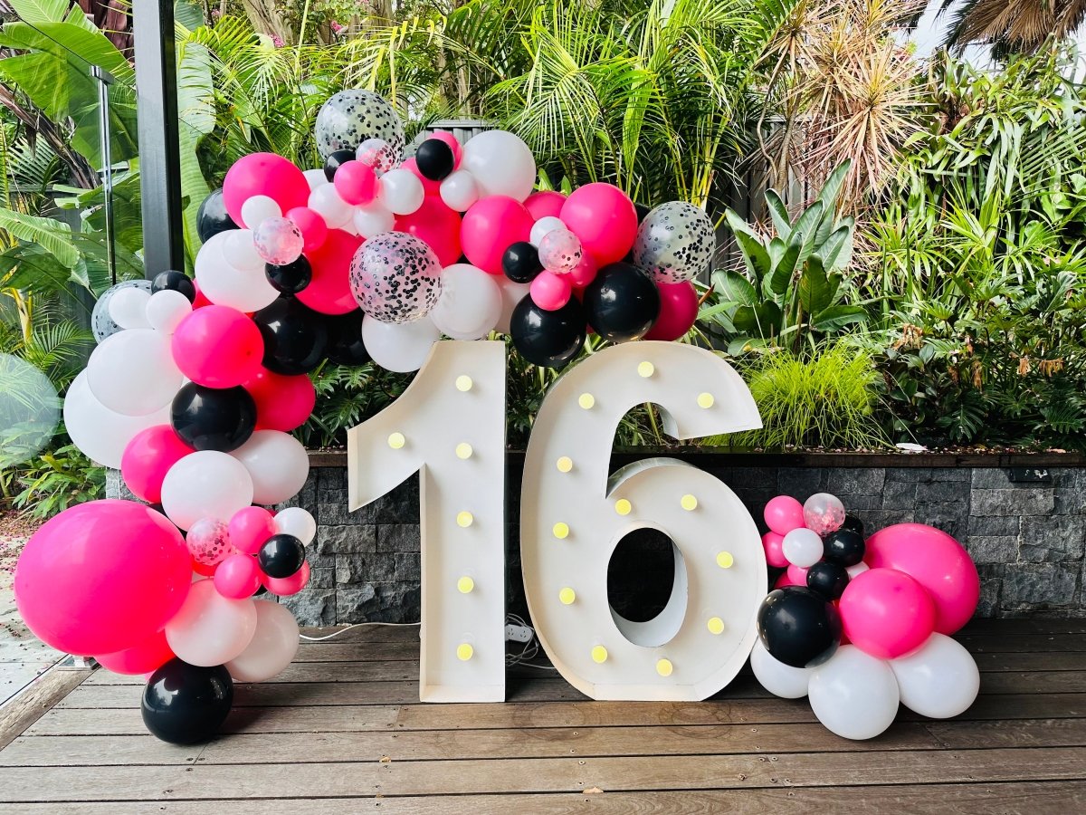 16th Birthday Balloon Garland with 1m LED Number Lights – Everything Party