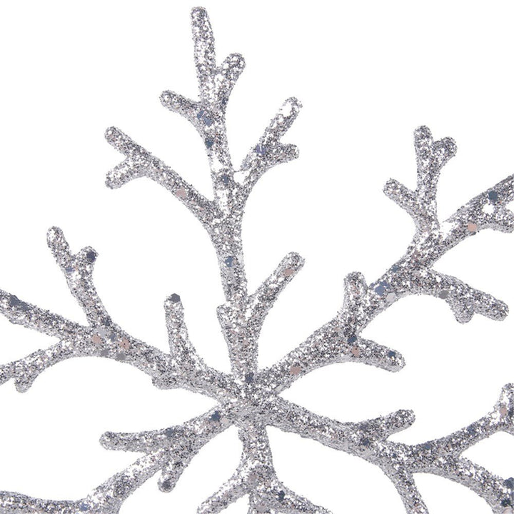 17cm Silver Glitter Snowflake with Stem - Everything Party