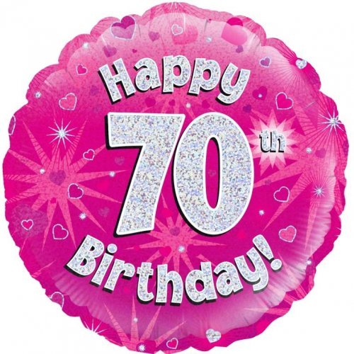 18" 46cm Pink Holographic Happy 70th Birthday Foil Balloon - Everything Party