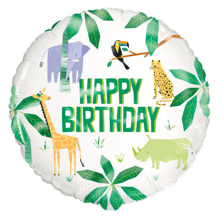 18" Animal Safari Happy Birthday Foil Balloon - Everything Party