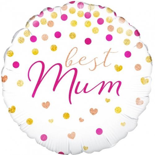 18" Best Mum Pink & Gold Dots Foil Balloon - Everything Party