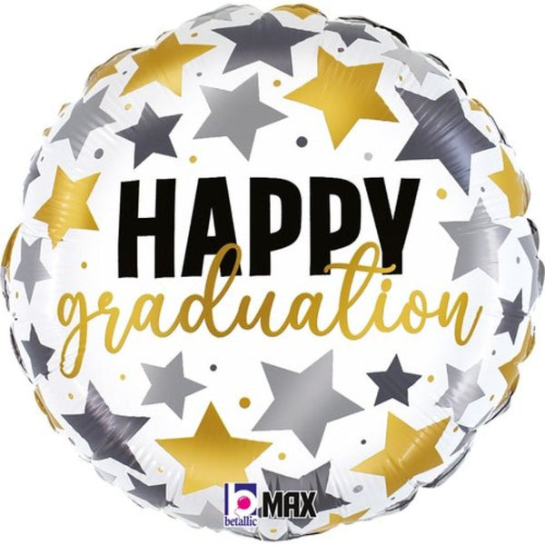 18" Betallic Happy Graduation Metallic Stars Foil Balloon - Everything Party