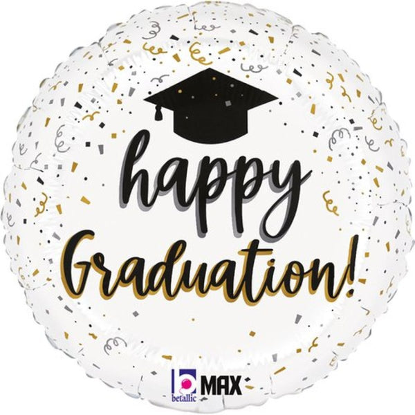 18" Betallic Satin Graduation Confetti 2 Sided Print Foil Balloon - Everything Party