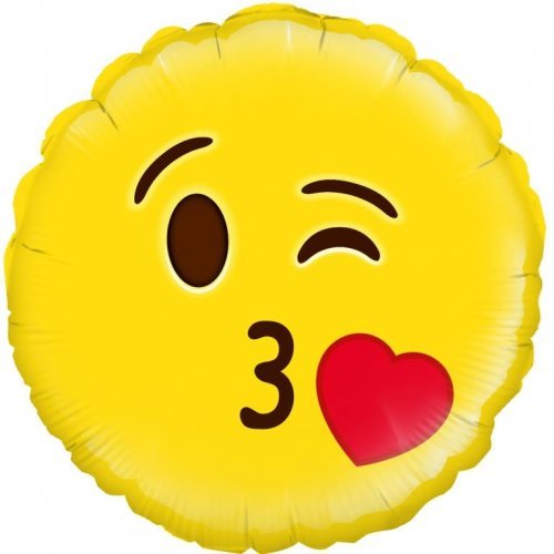 18" Emoji Blow a Kiss Winking Foil Balloon - Everything Party