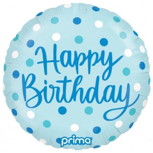 18" Happy Birthday Blue Dots Foil Balloon - Everything Party