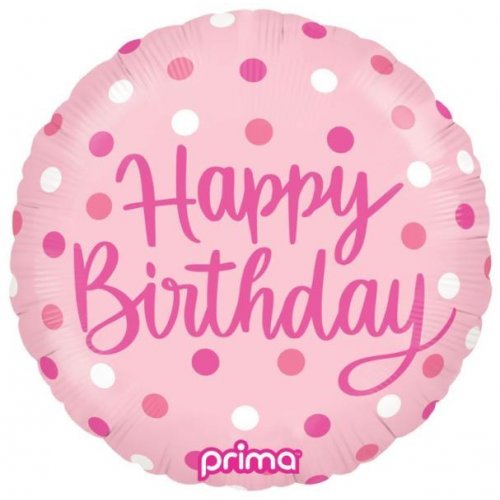 18" Happy Birthday Pink Dots Foil Balloon - Everything Party